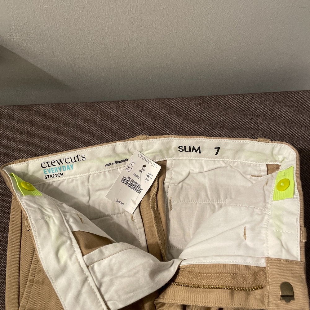 NWT Boys Crewcuts Everyday Stretch -Slim 7 khaki pants